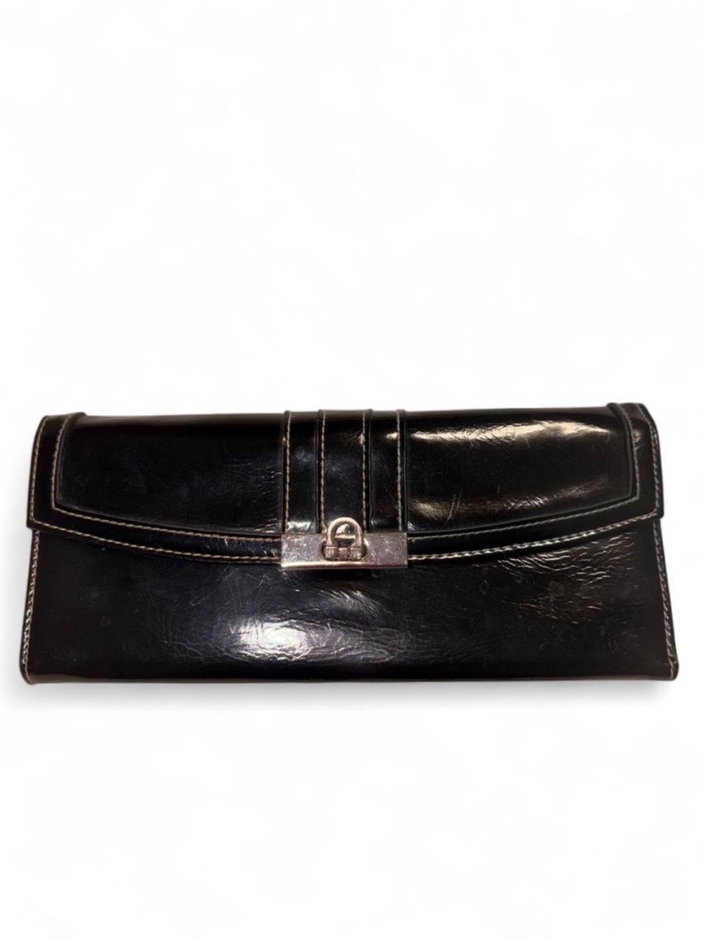 Target Black Faux Leather Clutch Wallet with Silver Tone Hardware